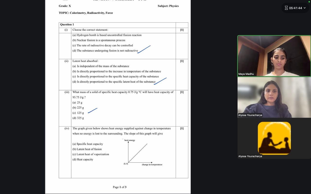 Live physics practice session